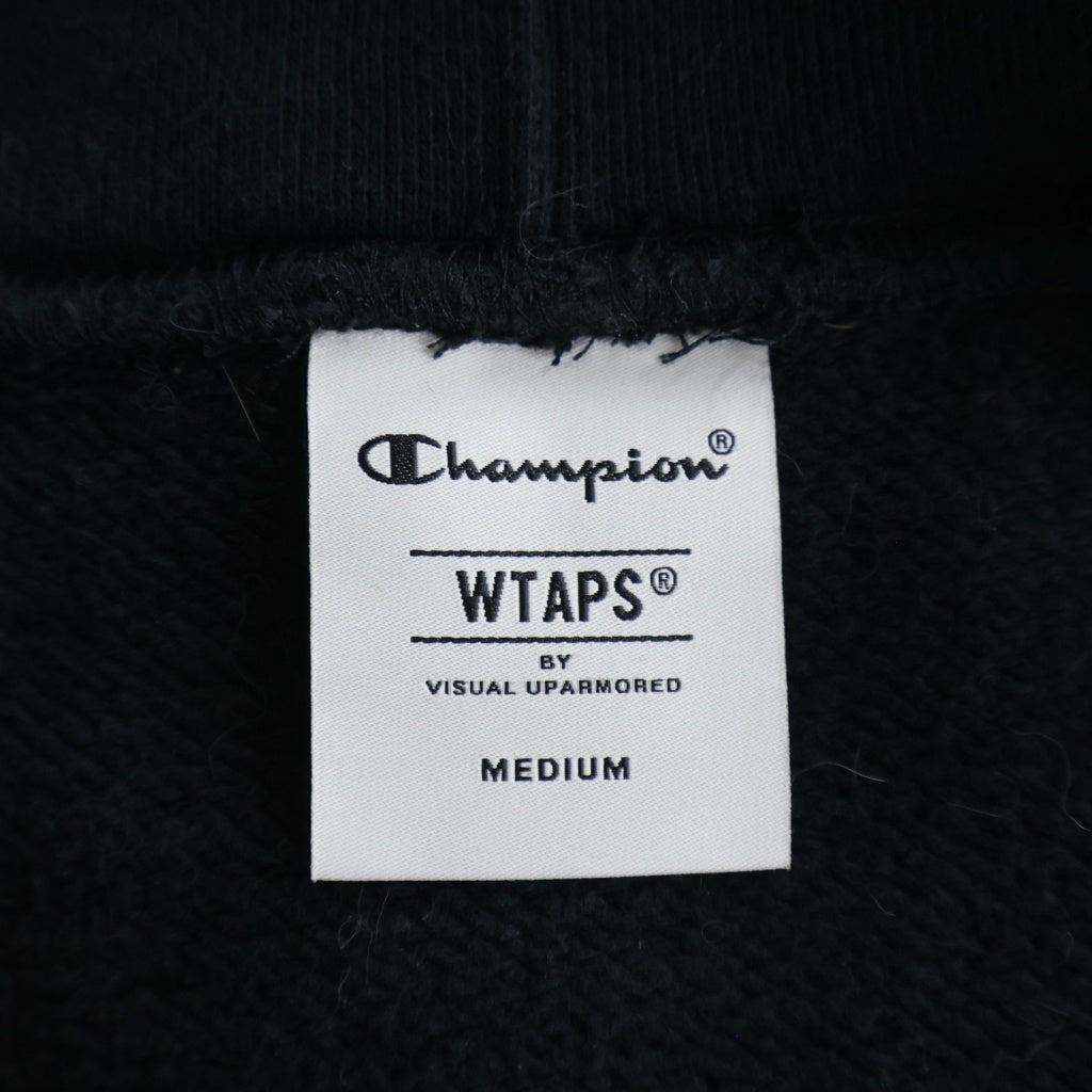 WTAPS(ダブルタップス) 24AW ×CHAMPION ACADEMY HOODED チャンピオン 刺繍ロゴ アカデミーフーディー スウェットパーカー ブラック 232HBCHD-CSM04S