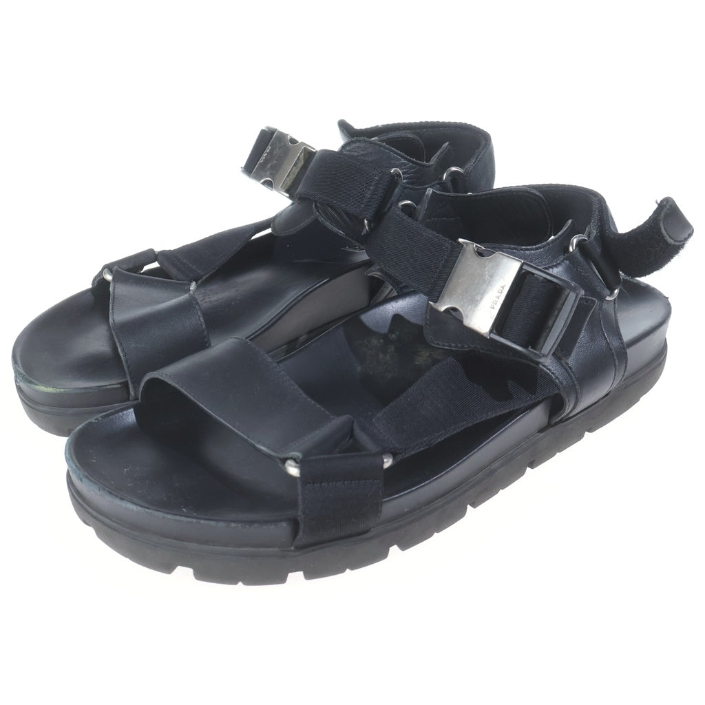 PRADA(プラダ) アンクルストラップ レザーサンダル シューズ ブラック 2X3055