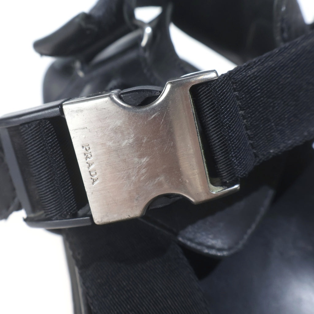 PRADA(プラダ) アンクルストラップ レザーサンダル シューズ ブラック 2X3055