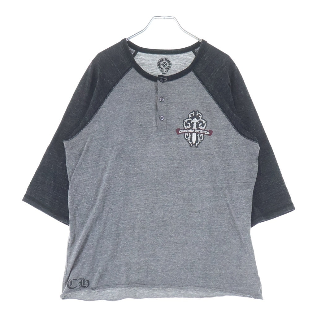 CHROME HEARTS(クロムハーツ) ヴァインダガープリント ラグランスリーブ 七分丈 Tシャツ カットソー グレー/ダークグレー