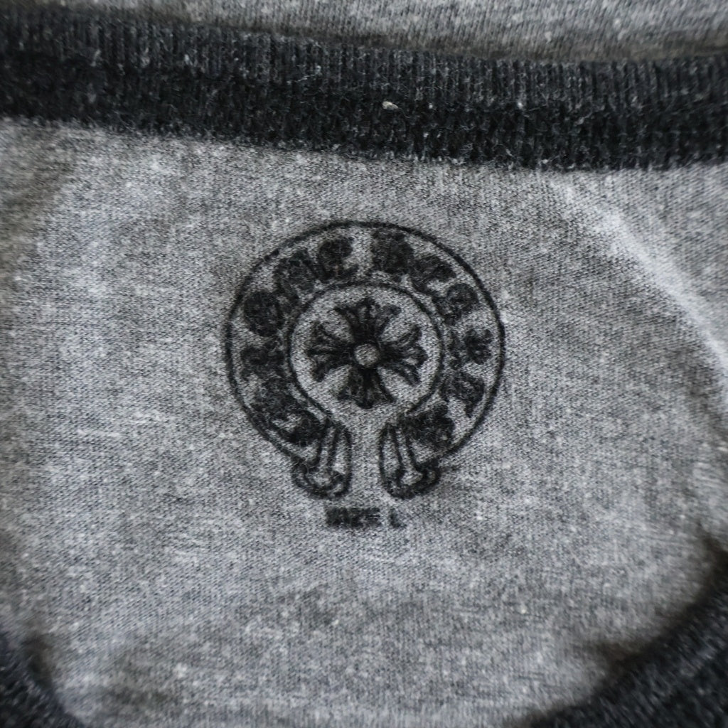 CHROME HEARTS(クロムハーツ) ヴァインダガープリント ラグランスリーブ 七分丈 Tシャツ カットソー グレー/ダークグレー