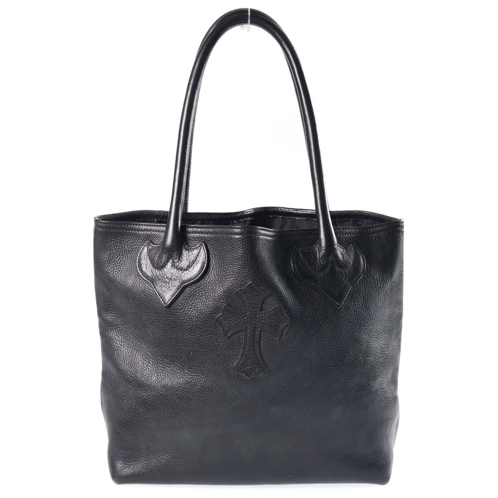 CHROME HEARTS(クロムハーツ) FS TOTE FSトート クロスパッチ付きレザートートバッグ ブラック レディース
