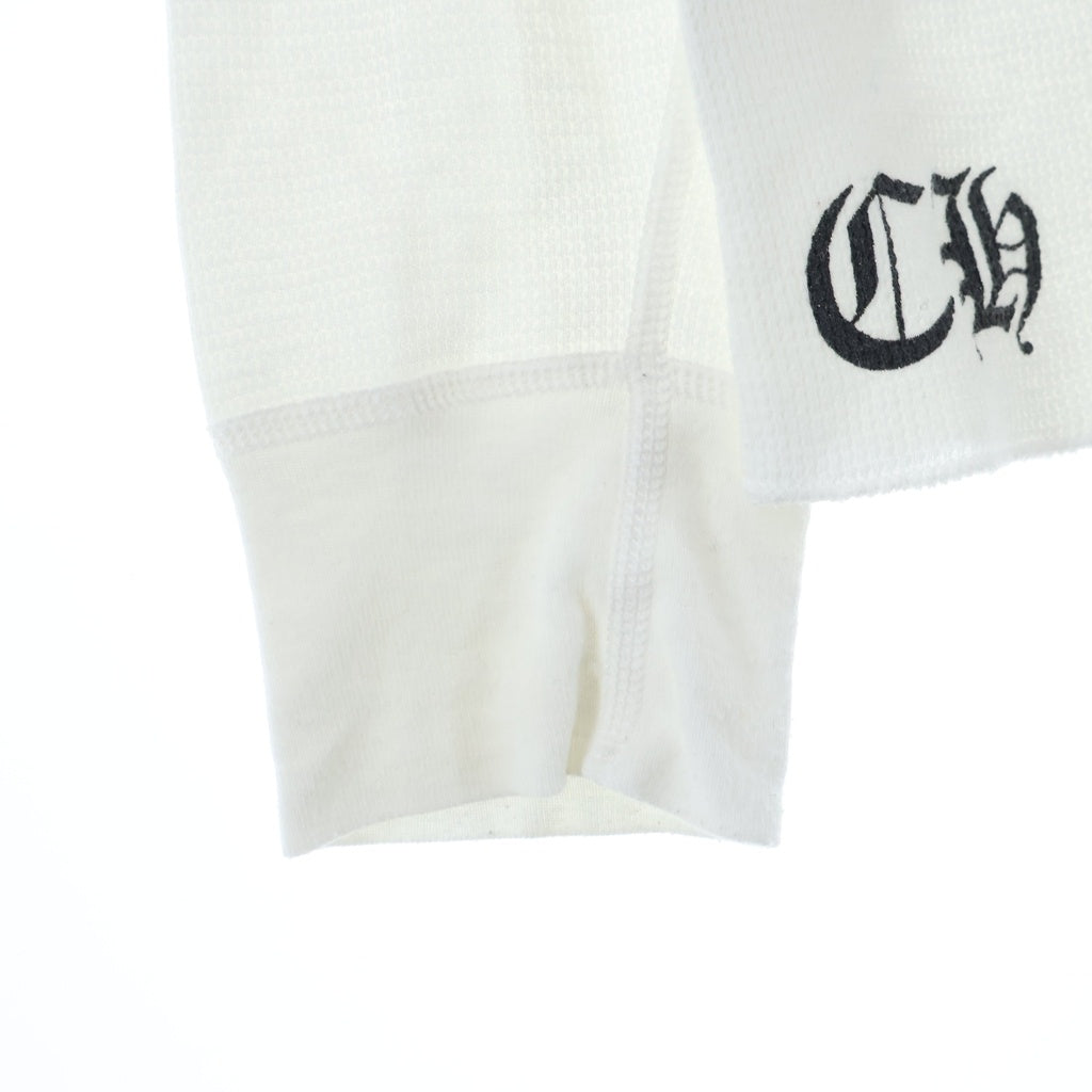 CHROME HEARTS(クロムハーツ) OLD THERMAL L/S TEE ホースシュー/アメリカンフラグプリントロゴ サーマル長袖Tシャツ カットソー ホワイト