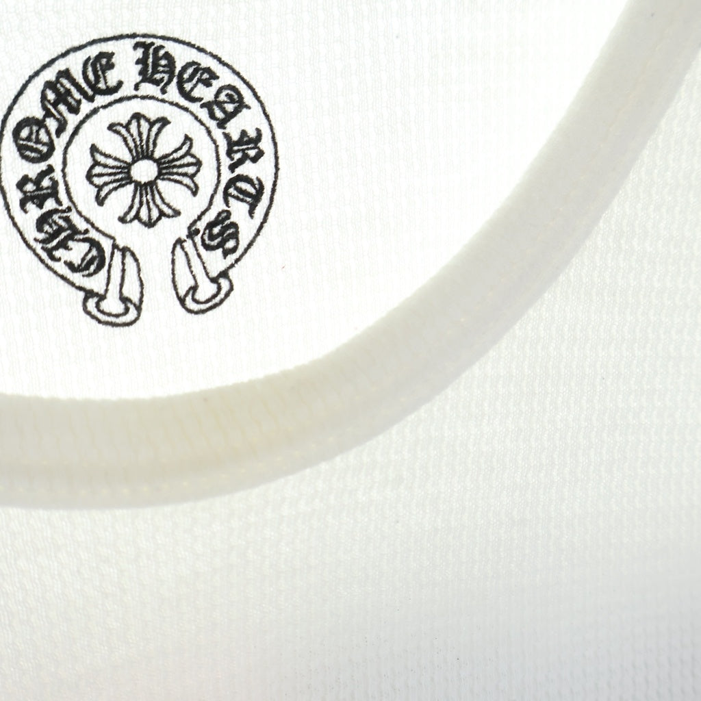 CHROME HEARTS(クロムハーツ) OLD THERMAL L/S TEE ホースシュー/アメリカンフラグプリントロゴ サーマル長袖Tシャツ カットソー ホワイト