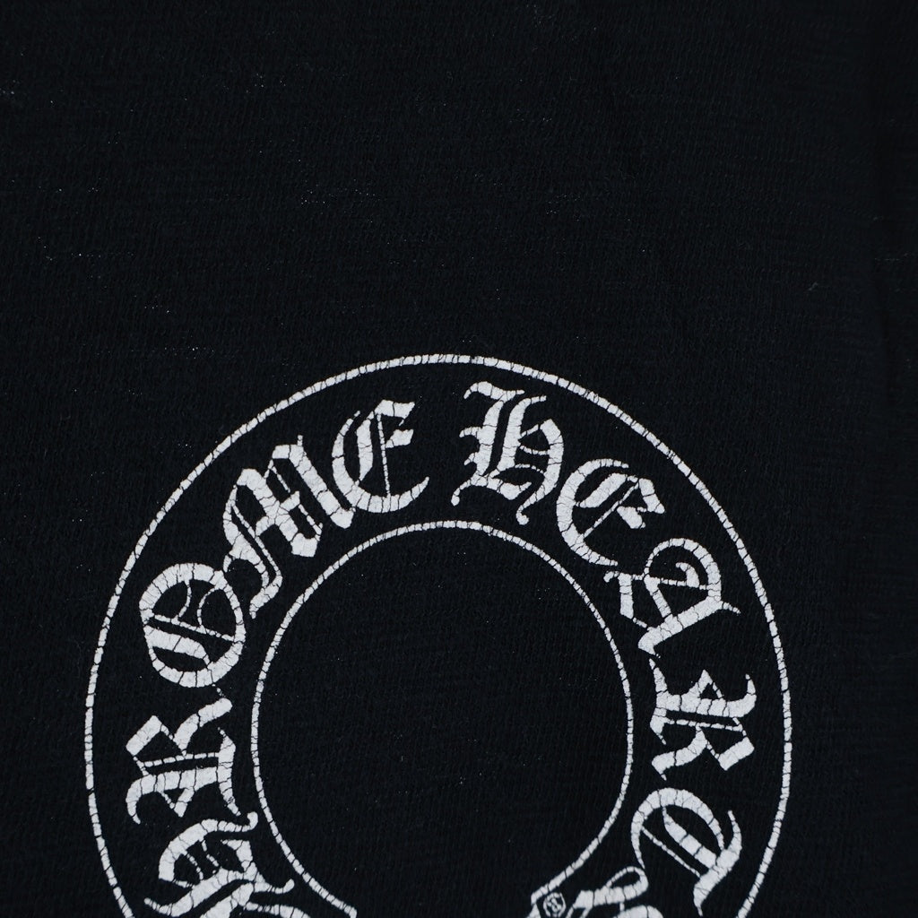 CHROME HEARTS(クロムハーツ) OLD RAGLAN L/S Tee ホースシュー/スクロールラベル プリントロゴ ラグラン長袖Tシャツ カットソー ブラック/グレー