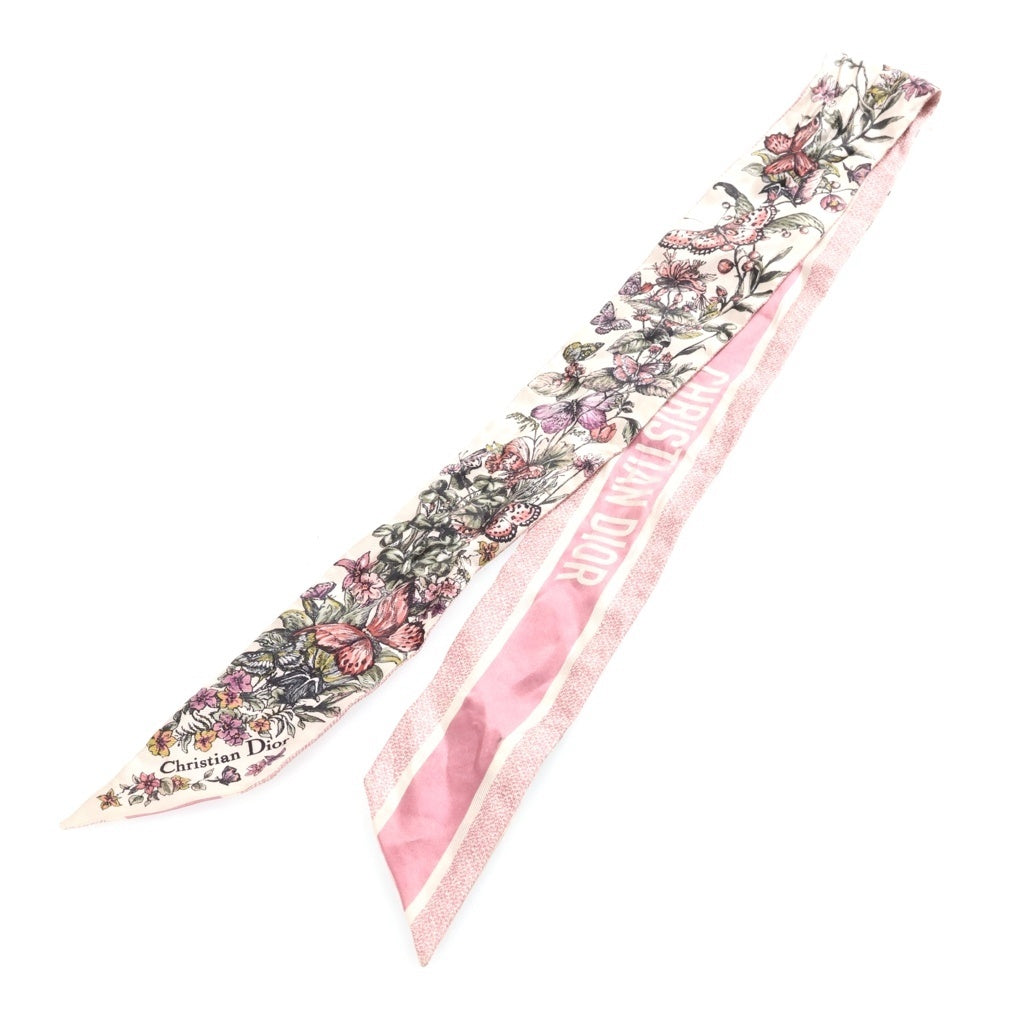 Christian Dior(クリスチャンディオール) ミッツァスカーフ 花柄 シルクスカーフ レディース ピンク