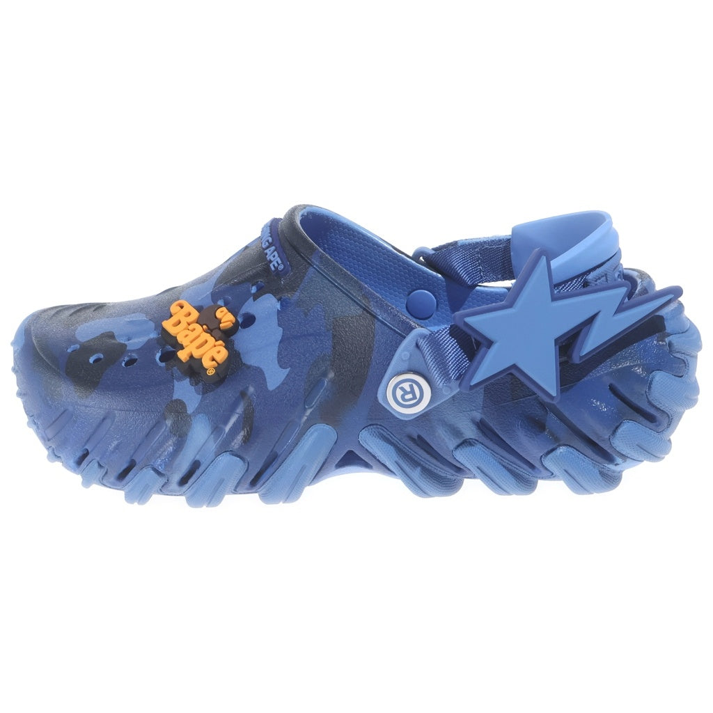 A BATHING APE(アベイシングエイプ) ×CROCS Echo Roclog クロックス カモ柄 ラバーサンダル スリッパ シューズ ネイビー 1M23191927