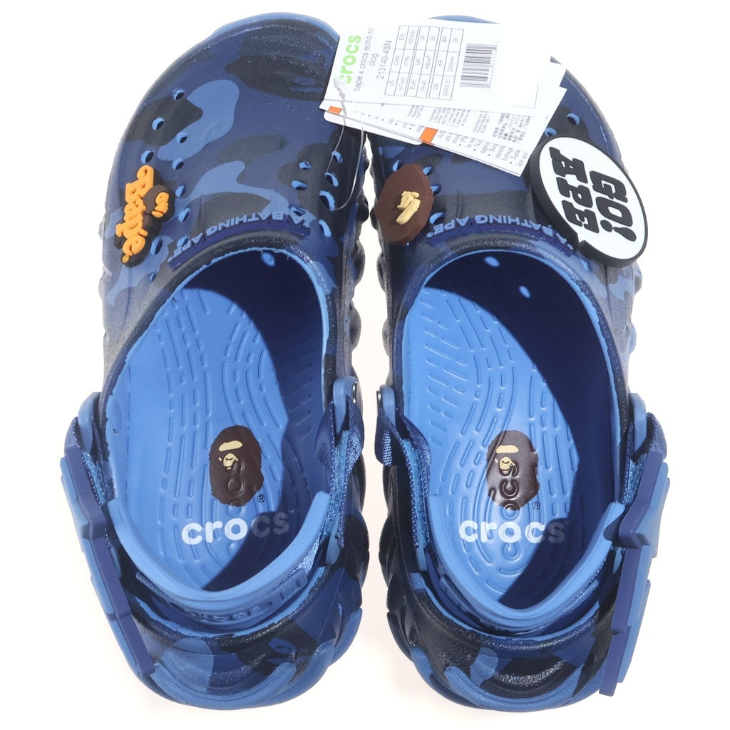 A BATHING APE(アベイシングエイプ) ×CROCS Echo Roclog クロックス カモ柄 ラバーサンダル スリッパ シューズ ネイビー 1M23191927