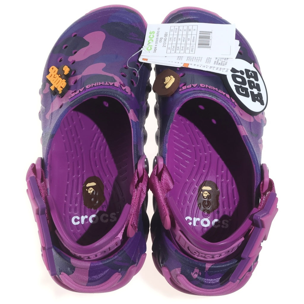 A BATHING APE(アベイシングエイプ) ×CROCS Echo Roclog クロックス カモ柄 ラバーサンダル スリッパ シューズ パープル 1M23191927