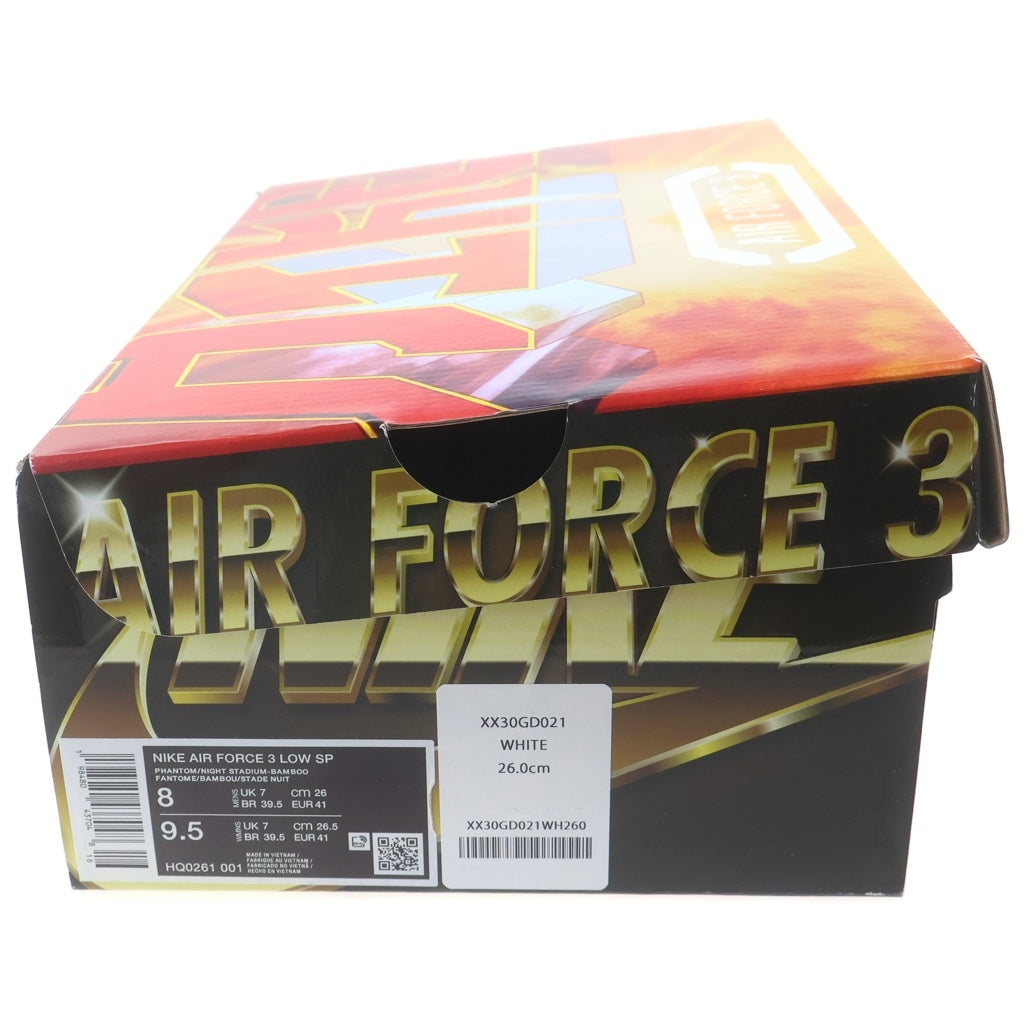 NIKE(ナイキ) ×NIGO AIR FORCE3 LOW SP NIGO HEEL LOGO 二ゴー エアフォース3 ローカットスニーカー ホワイト/ブラウン US8/26cm HQ0261-001