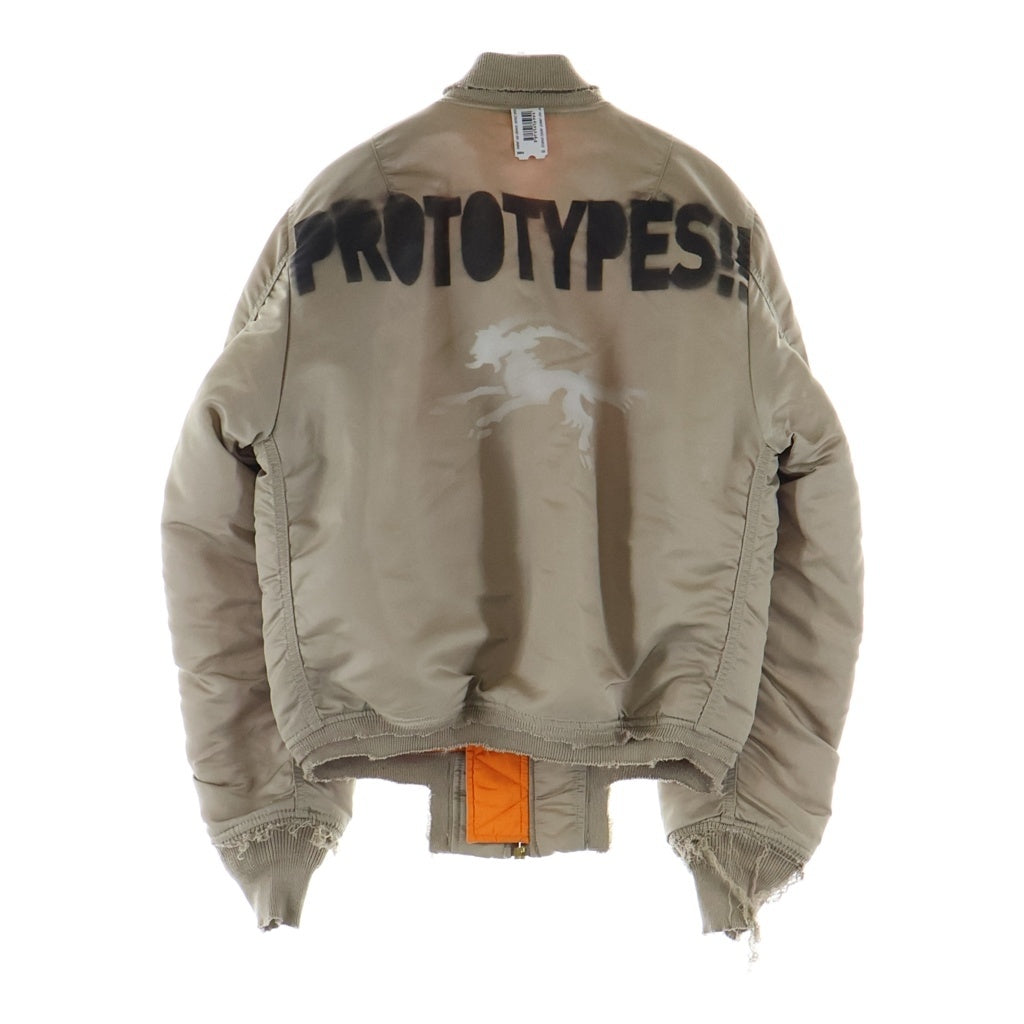 PROTOTYPES(プロトタイプス) 25AW NYLON BOMBER スプレーペイントロゴ MA-1 ボンバージャケット ベージュ 32PT080W160USSD レディース