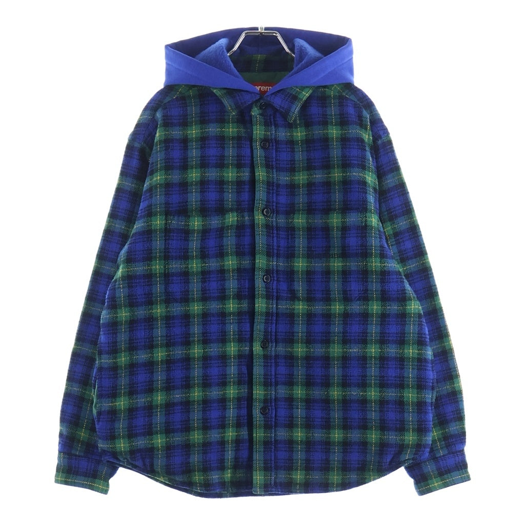 SUPREME(シュプリーム) 23AW Tartan Flannel Hooded Shirt タータンチェック 裏地キルティング フーデッドフランネル長袖シャツ ブルー/グリーン