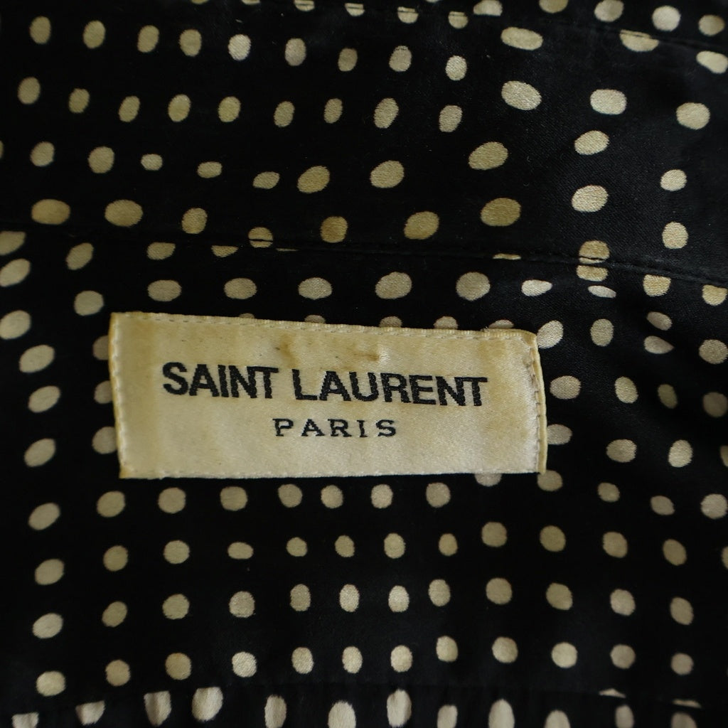 SAINT LAURENT PARIS(サンローランパリ) ポルカドット総柄 シルク長袖シャツ ブラック 646850 Y2C28