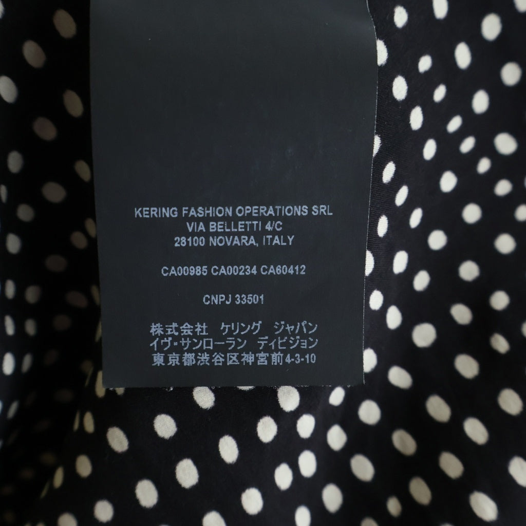 SAINT LAURENT PARIS(サンローランパリ) ポルカドット総柄 シルク長袖シャツ ブラック 646850 Y2C28