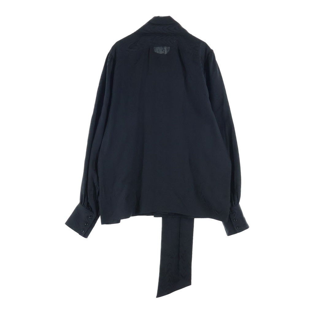 SAINT LAURENT PARIS(サンローランパリ) ラヴァリエネック シルク長袖シャツ ブラック 749170 Y1H09
