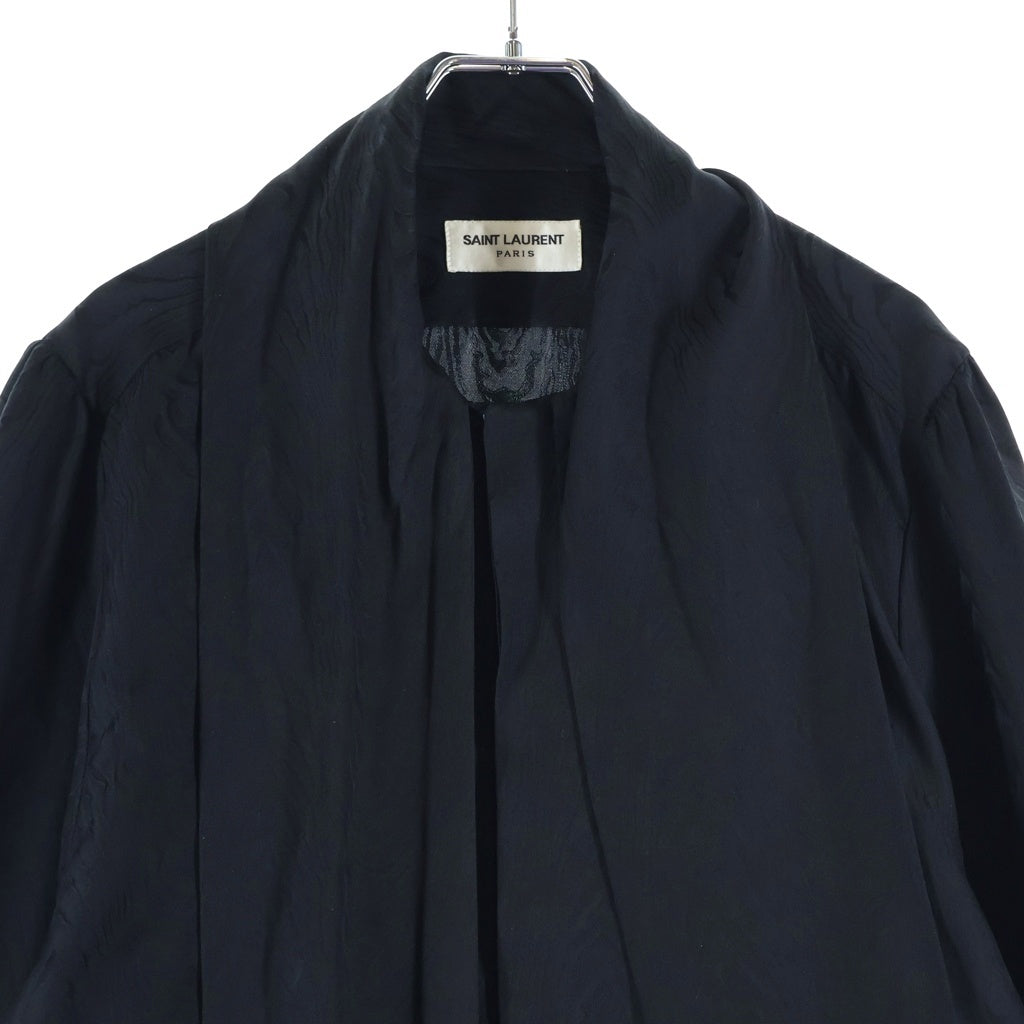 SAINT LAURENT PARIS(サンローランパリ) ラヴァリエネック シルク長袖シャツ ブラック 749170 Y1H09