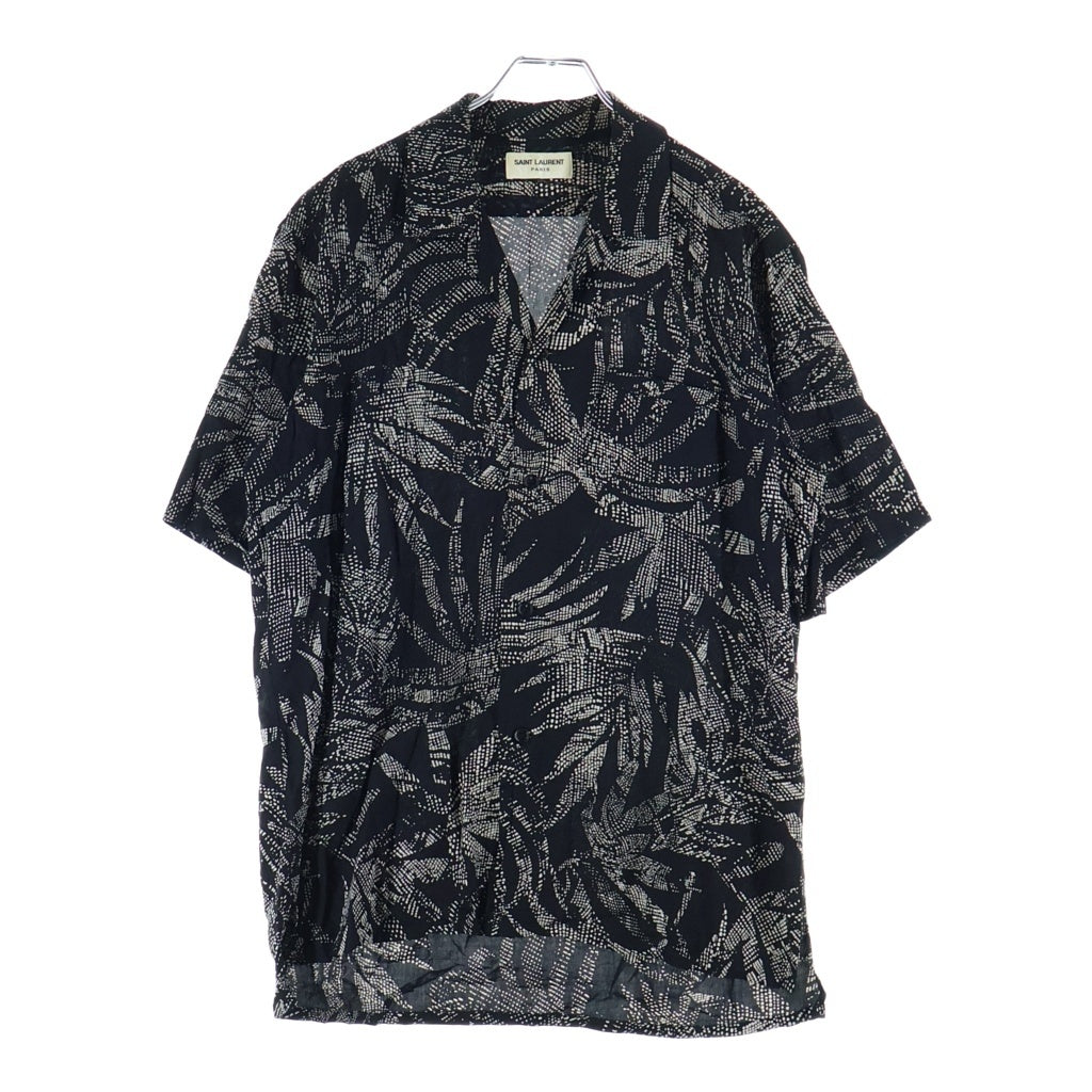 SAINT LAURENT PARIS(サンローランパリ) 総柄デザイン シルク半袖シャツ ブラック/ベージュ 531956 Y2C26