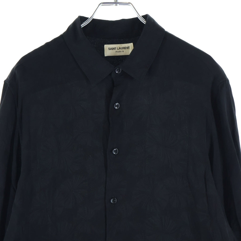 SAINT LAURENT PARIS(サンローランパリ) パラソル柄 シルク長袖シャツ ブラック 642421 Y2C76
