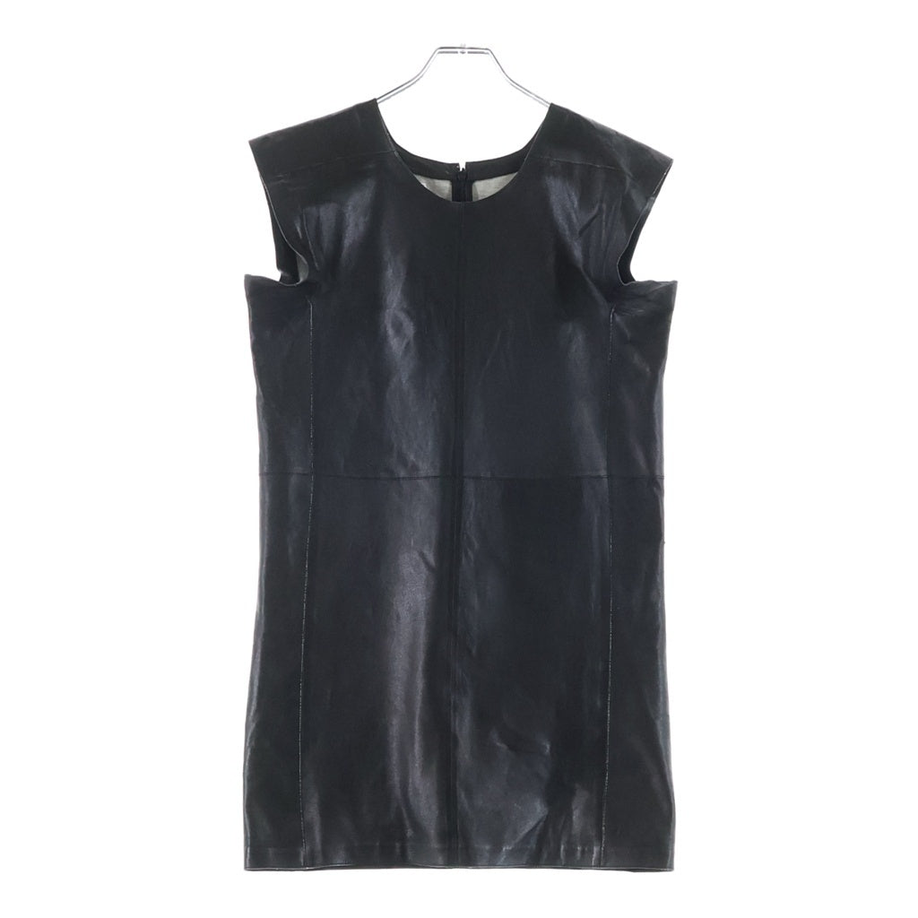 MM6 Maison Margiela(エムエムシックスメゾンマルジェラ) 14SS ラムレザー ノースリブ ワンピース レディース ブラック S32CT0562 SX8367