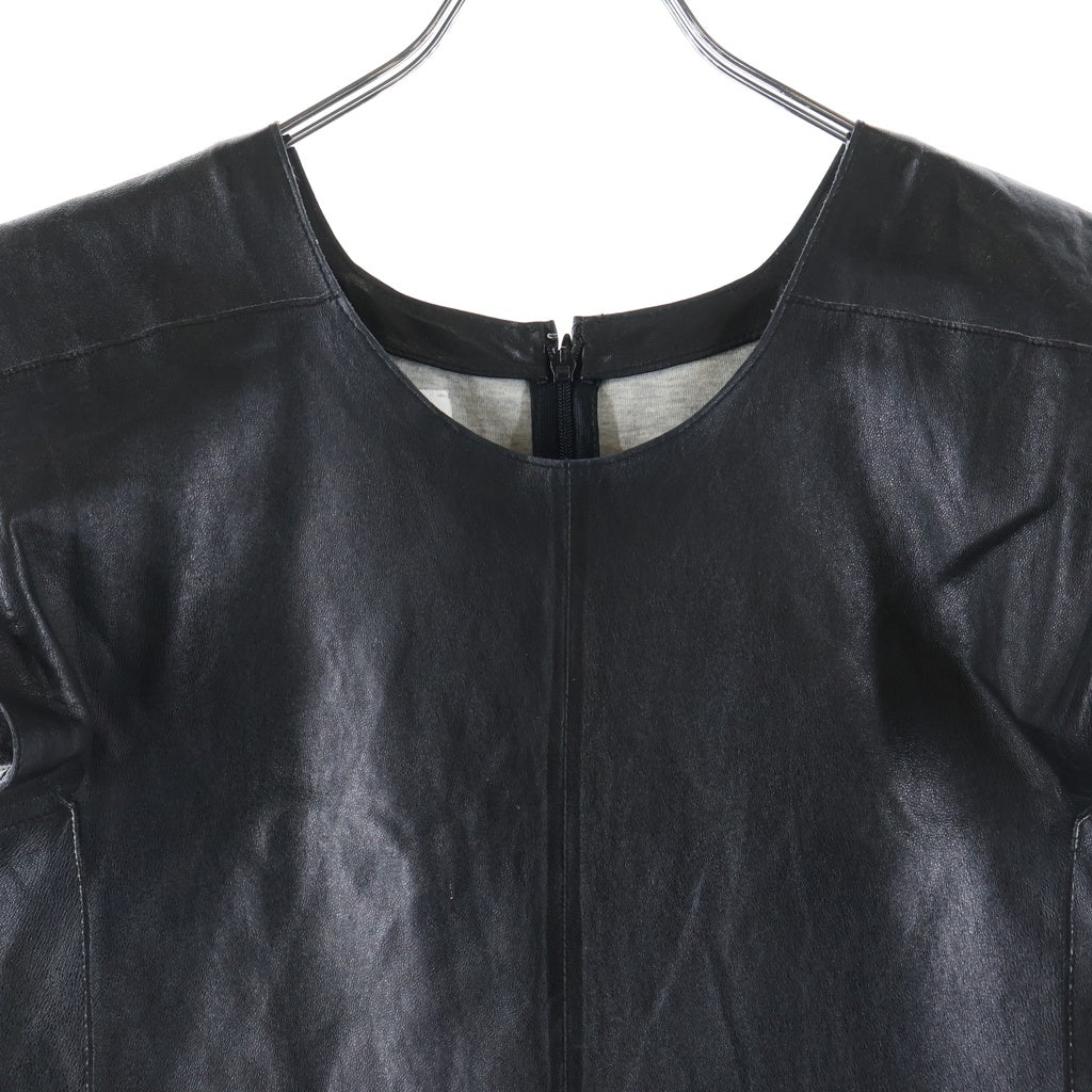MM6 Maison Margiela(エムエムシックスメゾンマルジェラ) 14SS ラムレザー ノースリブ ワンピース レディース ブラック S32CT0562 SX8367