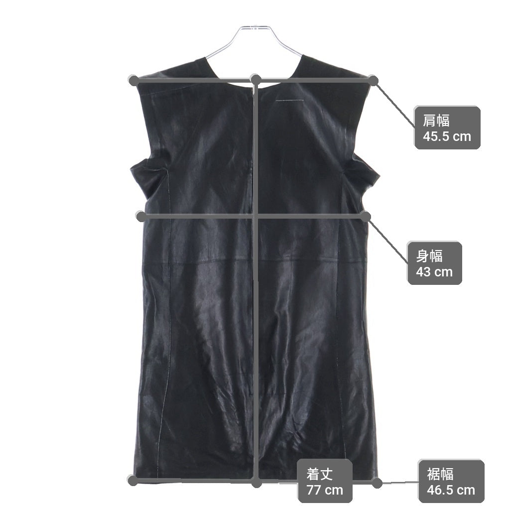 MM6 Maison Margiela(エムエムシックスメゾンマルジェラ) 14SS ラムレザー ノースリブ ワンピース レディース ブラック S32CT0562 SX8367