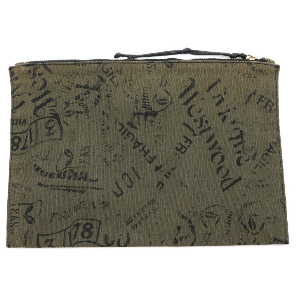 Vivienne Westwood(ヴィヴィアンウエストウッド) ロゴプレート 総柄ロゴ クラッチバック ハンドバック カーキ/ブラック