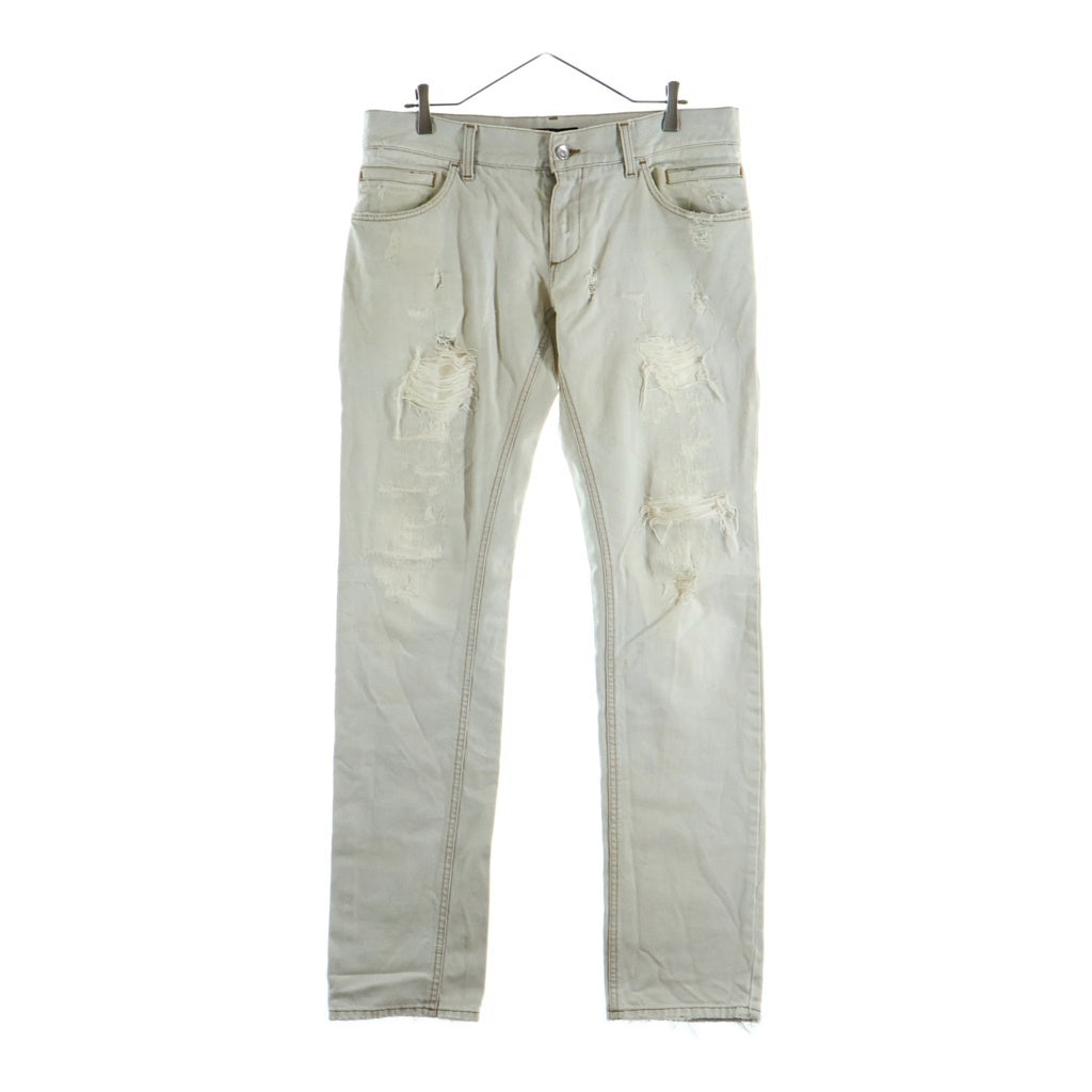 DOLCE & GABBANA(ドルチェアンドガッバーナ) クラッシュ加工デニムパンツ ホワイト GZN9LD G8F70