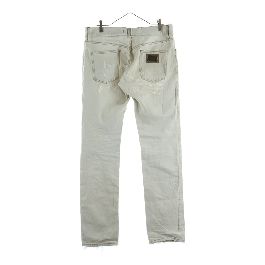 DOLCE & GABBANA(ドルチェアンドガッバーナ) クラッシュ加工デニムパンツ ホワイト GZN9LD G8F70