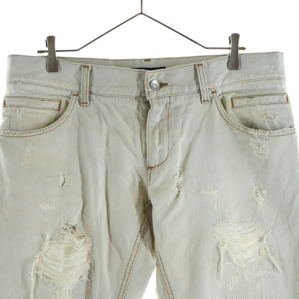 DOLCE & GABBANA(ドルチェアンドガッバーナ) クラッシュ加工デニムパンツ ホワイト GZN9LD G8F70