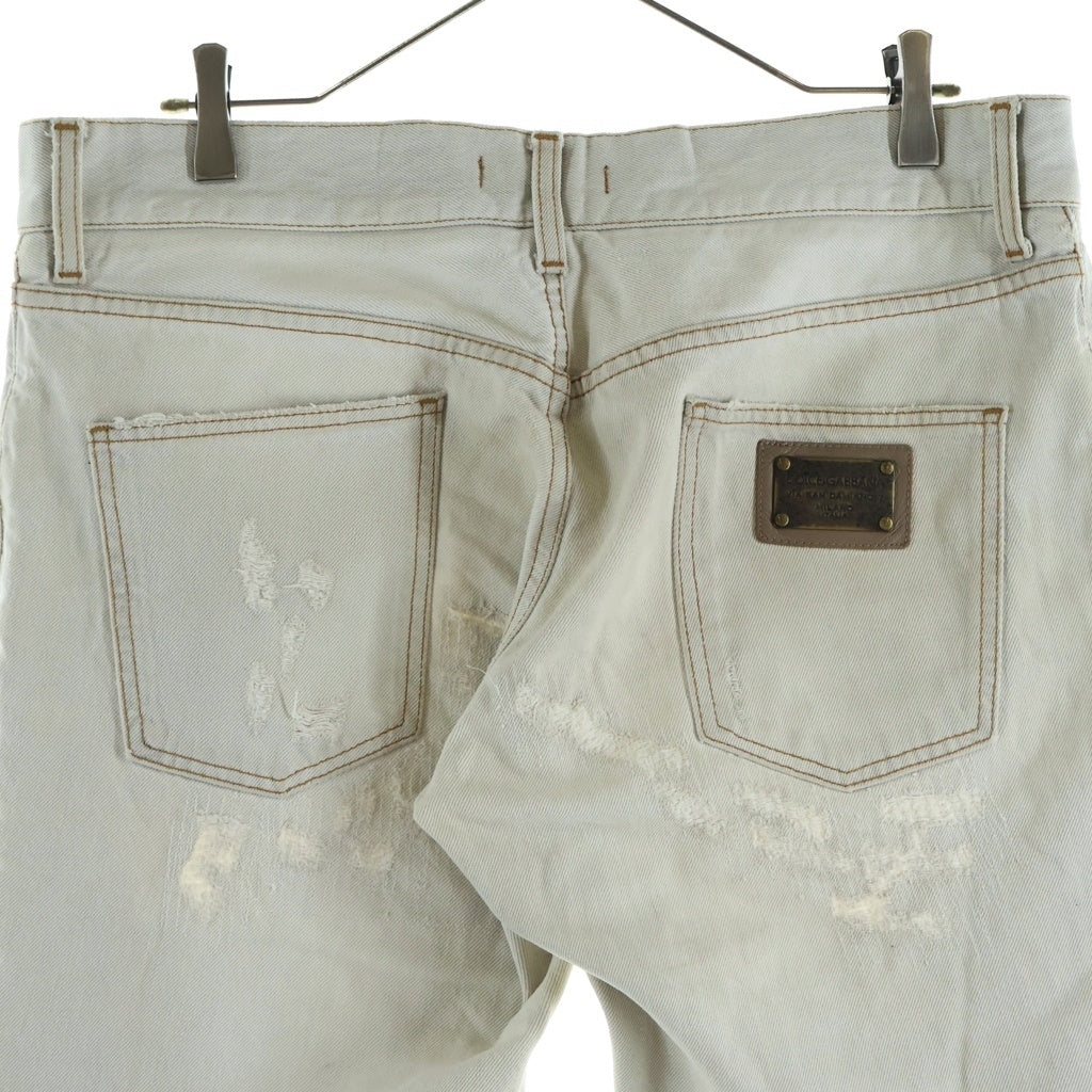 DOLCE & GABBANA(ドルチェアンドガッバーナ) クラッシュ加工デニムパンツ ホワイト GZN9LD G8F70
