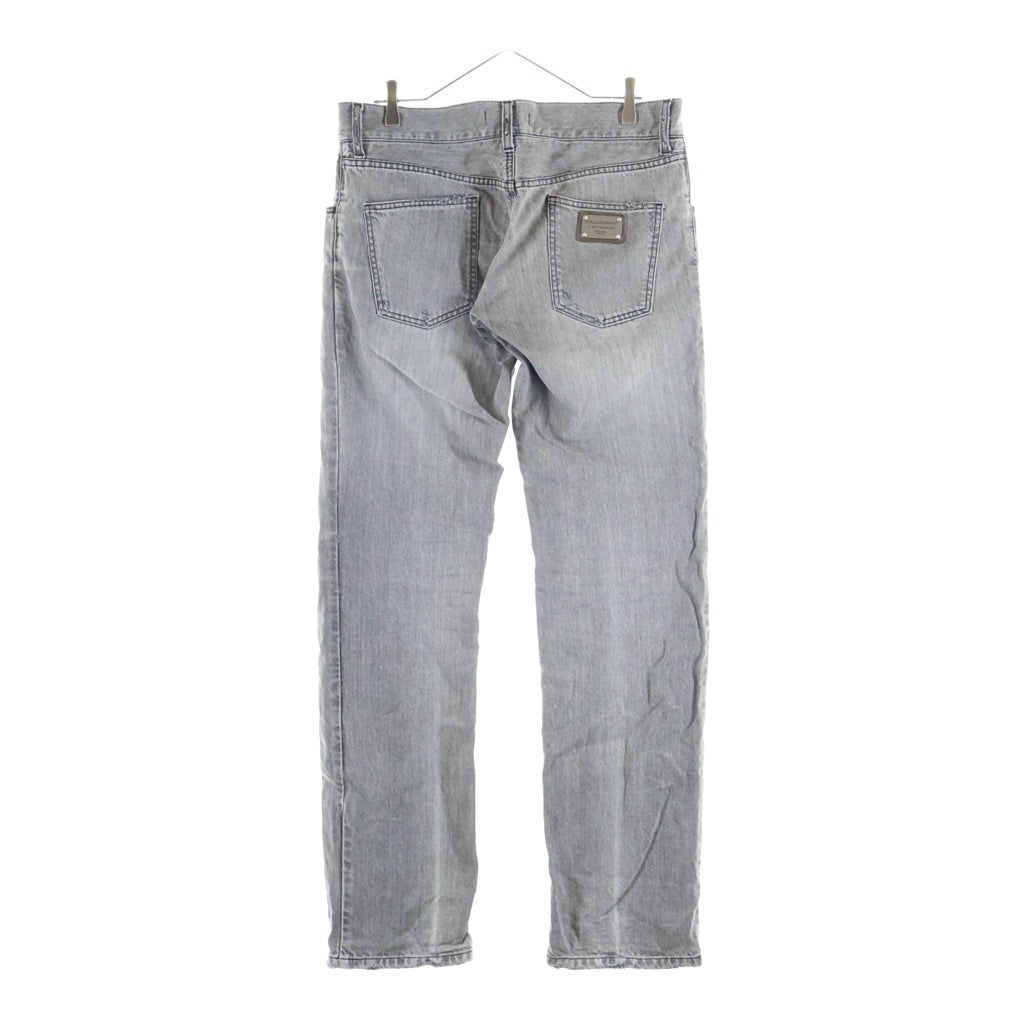 DOLCE & GABBANA(ドルチェアンドガッバーナ) ダメージ加工 ストレートデニムパンツ グレー G374TP G8G90