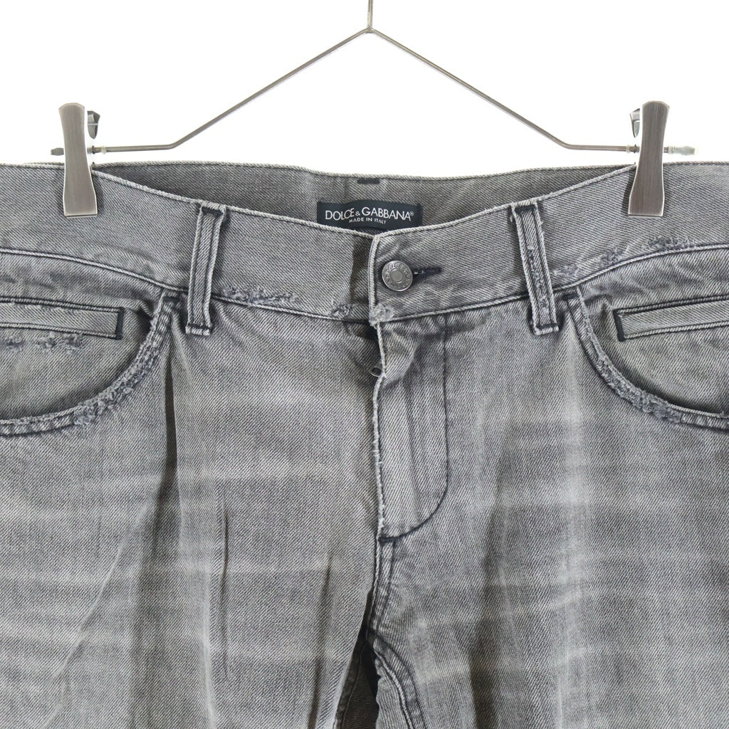 DOLCE & GABBANA(ドルチェアンドガッバーナ) ダメージ加工 ストレートデニムパンツ グレー G374TP G8G90