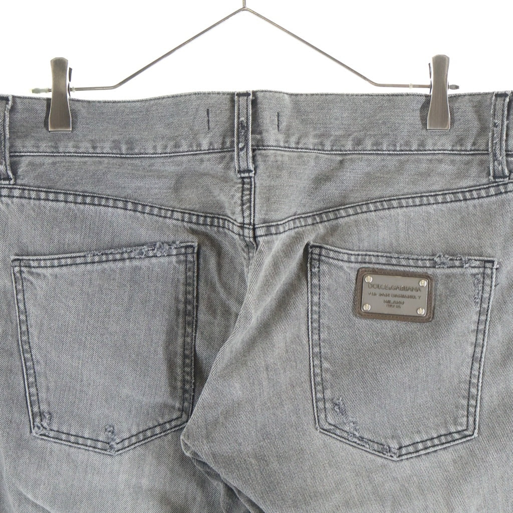 DOLCE & GABBANA(ドルチェアンドガッバーナ) ダメージ加工 ストレートデニムパンツ グレー G374TP G8G90