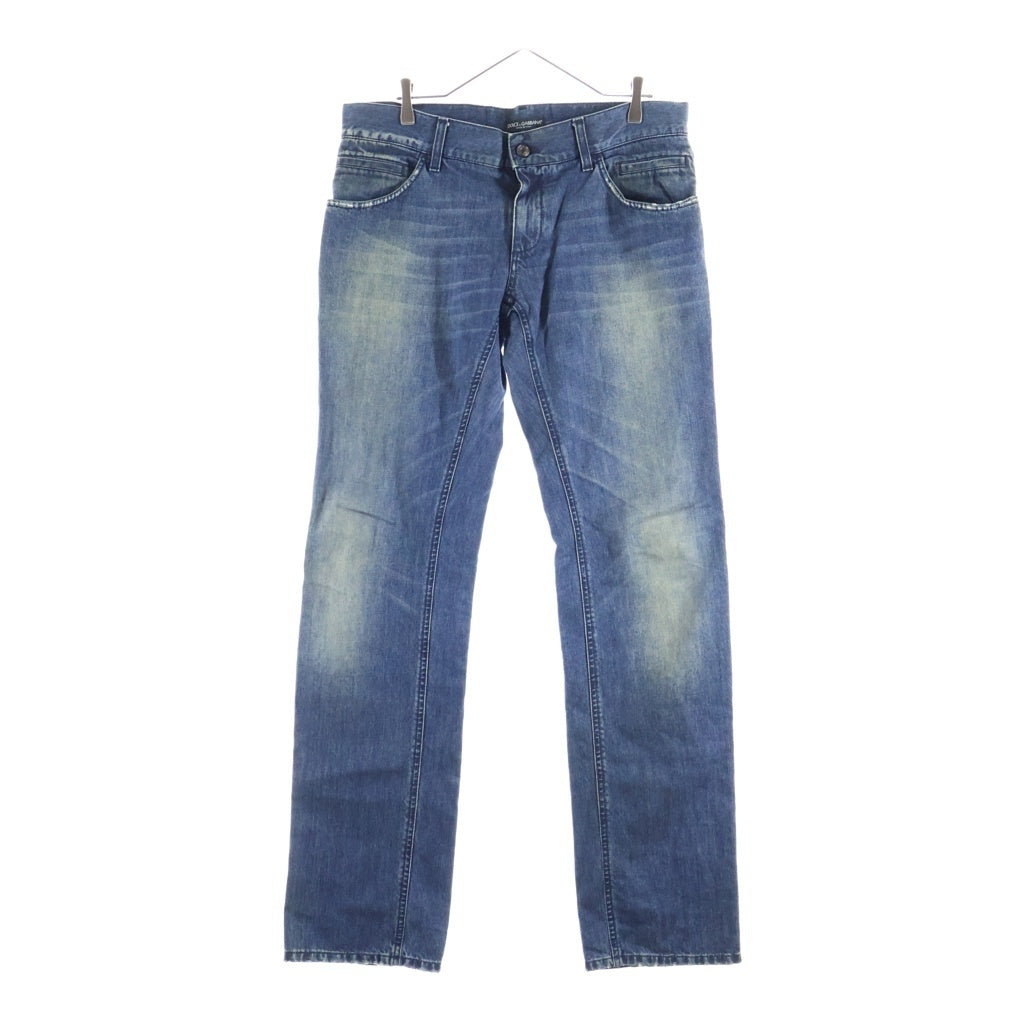 DOLCE & GABBANA(ドルチェアンドガッバーナ) 14CLASSIC ダメージ加工 ストレートデニムパンツ インディゴ G374TP G8H07