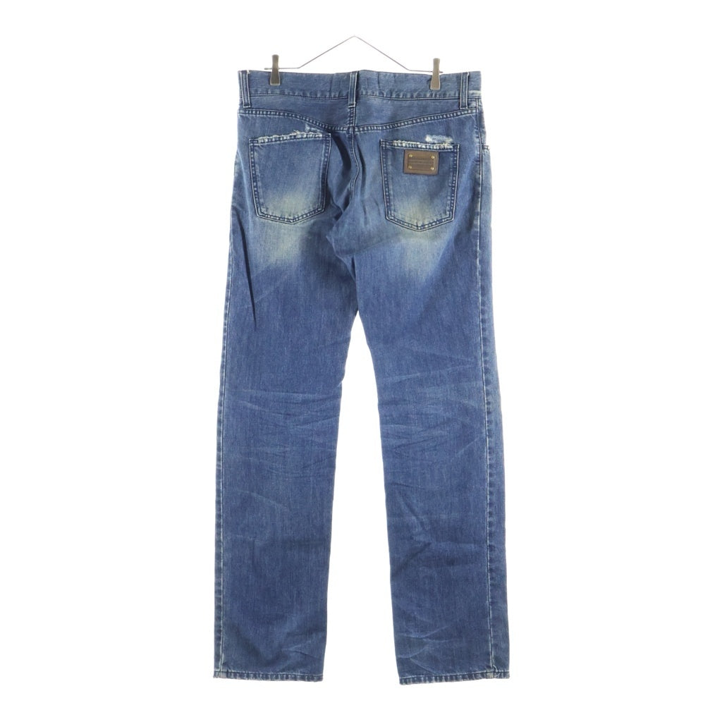 DOLCE & GABBANA(ドルチェアンドガッバーナ) 14CLASSIC ダメージ加工 ストレートデニムパンツ インディゴ G374TP G8H07