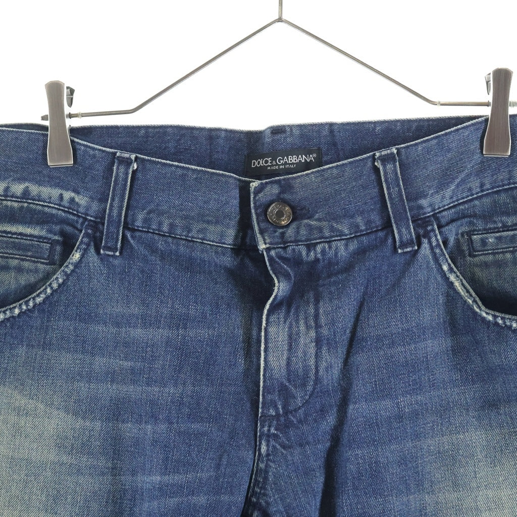 DOLCE & GABBANA(ドルチェアンドガッバーナ) 14CLASSIC ダメージ加工 ストレートデニムパンツ インディゴ G374TP G8H07