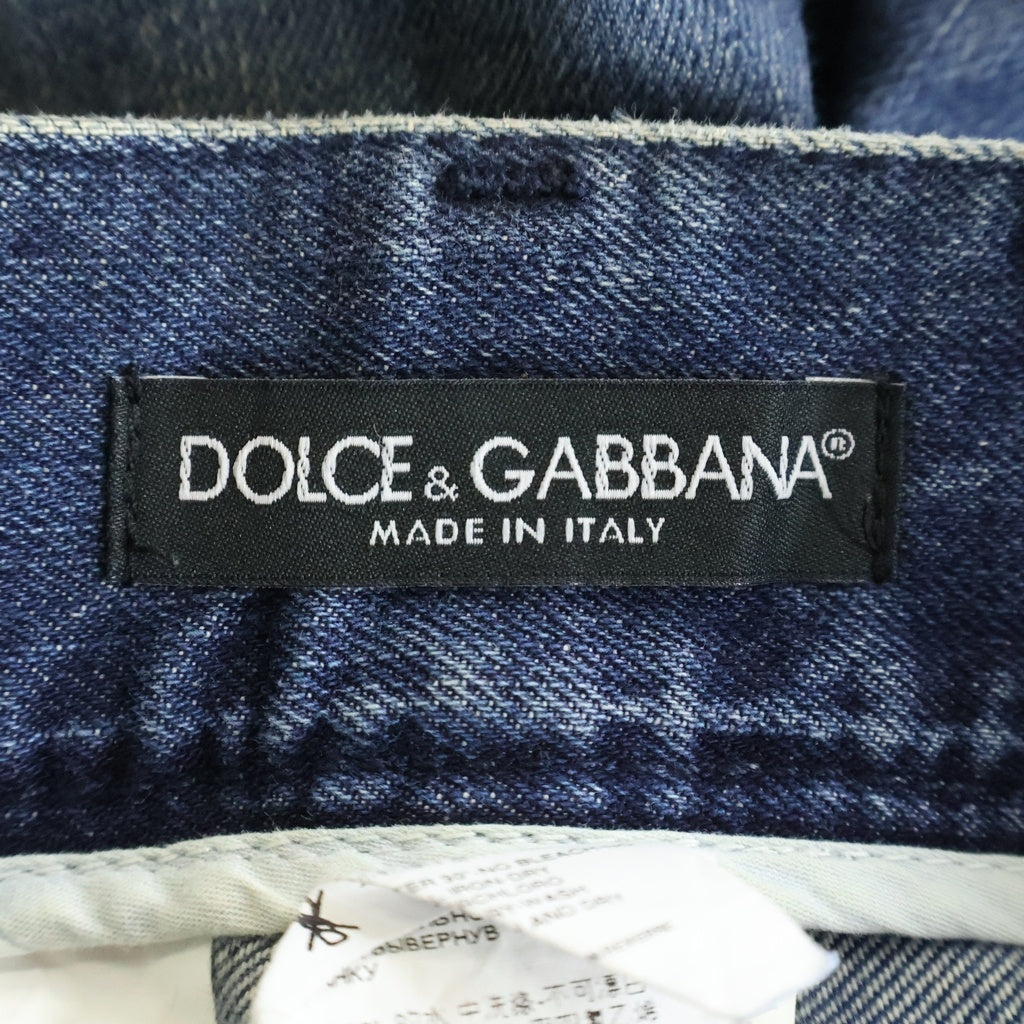 DOLCE & GABBANA(ドルチェアンドガッバーナ) 14CLASSIC ダメージ加工 ストレートデニムパンツ インディゴ G374TP G8H07