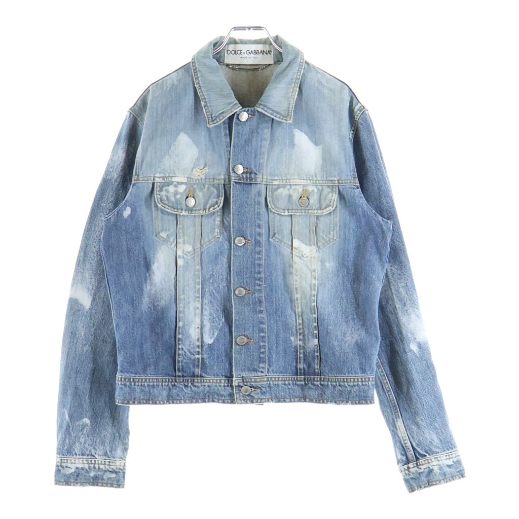 DOLCE & GABBANA(ドルチェアンドガッバーナ) ペイント加工 デニムトラッカージャケット ライトインディゴ SP80 9338