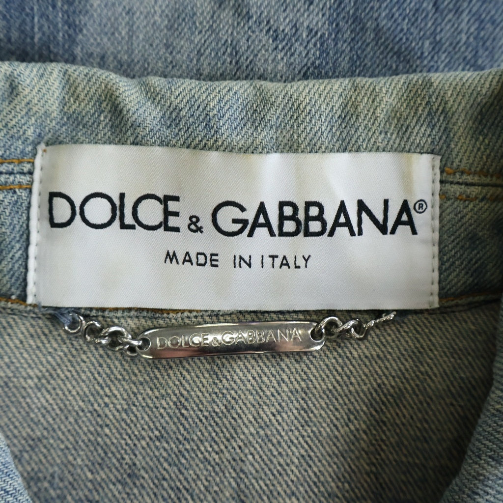DOLCE & GABBANA(ドルチェアンドガッバーナ) ペイント加工 デニムトラッカージャケット ライトインディゴ SP80 9338