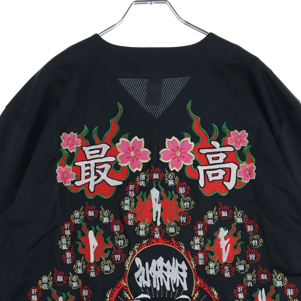 SUPREME(シュプリーム) 20SS Tiger Embroidered Baseball Jersey Pinstripe タイガーエンブロイダード ベースボールジャージ 半袖ゲームシャツ ブラック