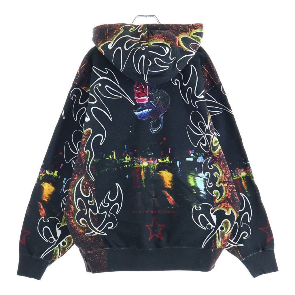 SUPREME(シュプリーム) 22SS East Broadway Hooded Sweatshirt イーストブロードウェイ 総柄ロゴ スウェットプルオーバーパーカー フーディ ブラック