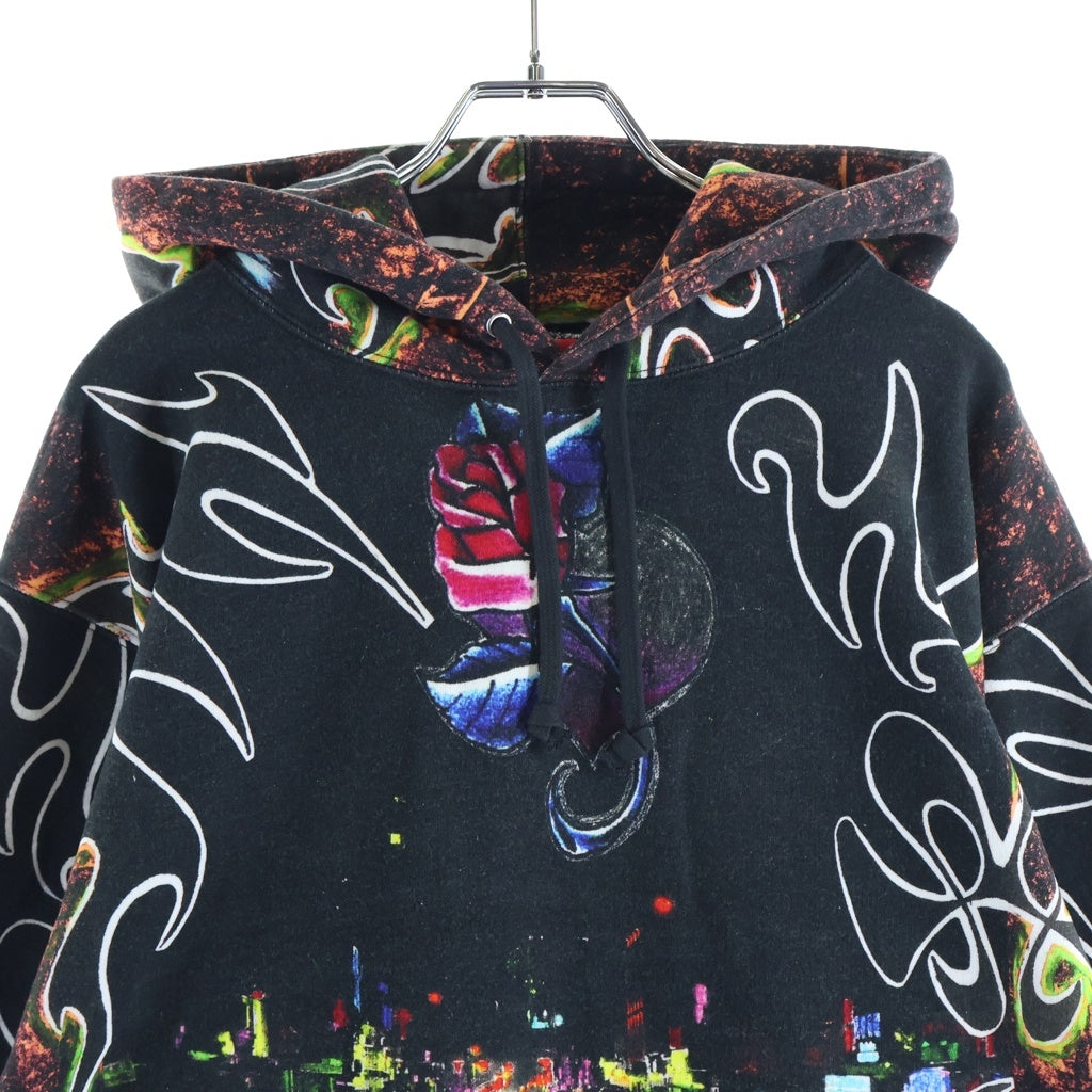SUPREME(シュプリーム) 22SS East Broadway Hooded Sweatshirt イーストブロードウェイ 総柄ロゴ スウェットプルオーバーパーカー フーディ ブラック
