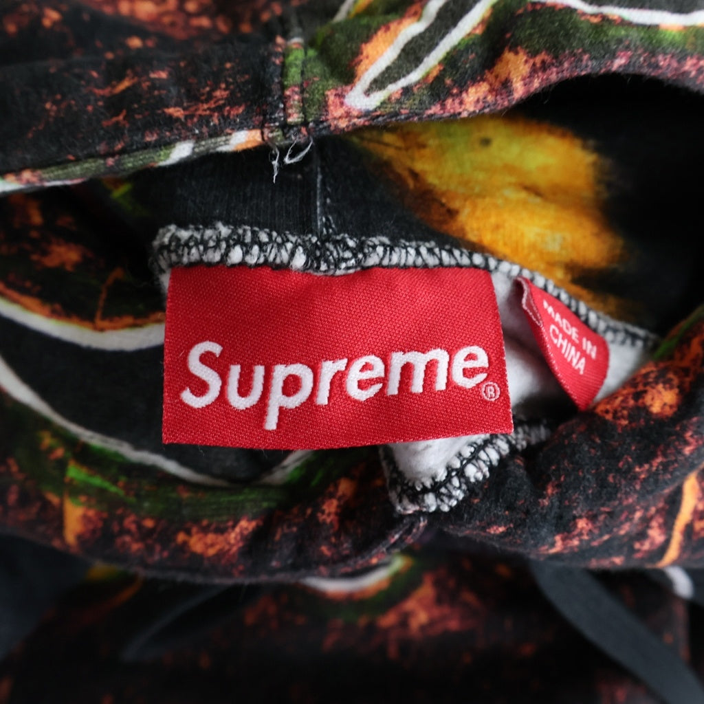 SUPREME(シュプリーム) 22SS East Broadway Hooded Sweatshirt イーストブロードウェイ 総柄ロゴ スウェットプルオーバーパーカー フーディ ブラック