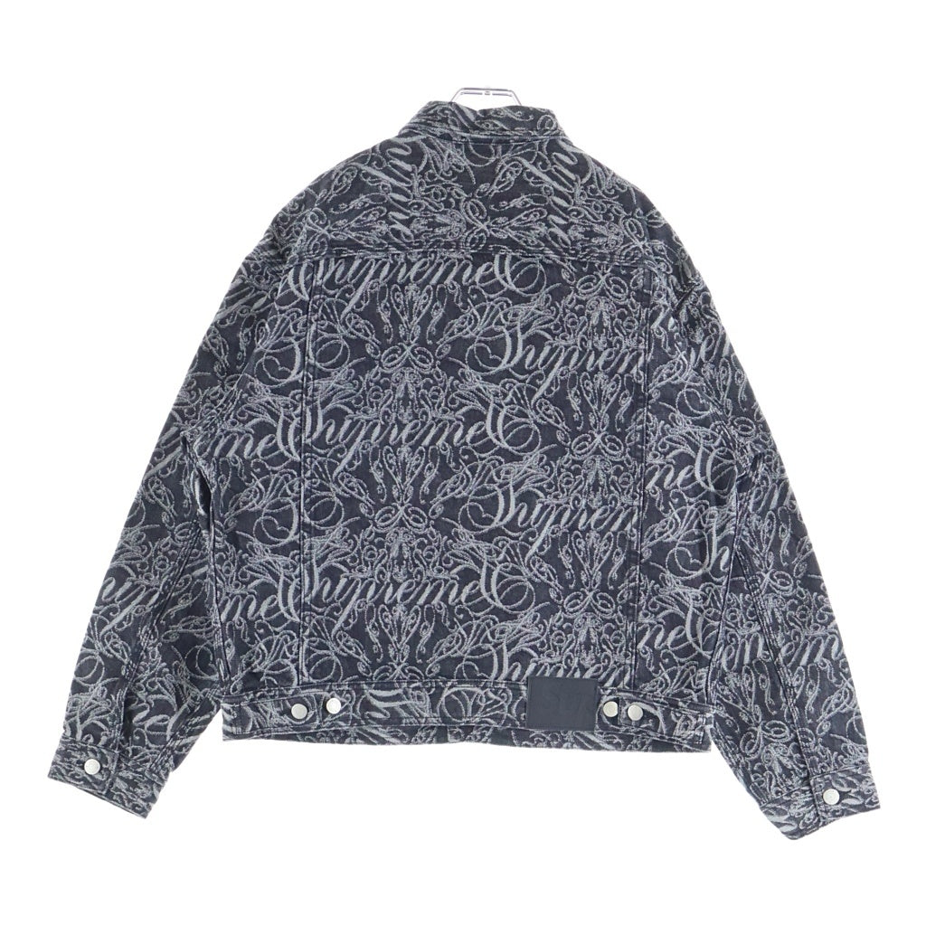 SUPREME(シュプリーム) 22AW Script Jacquard Denim Trucker Jacket スクリプトジャガードロゴ デニムトラックジャケット インディゴ