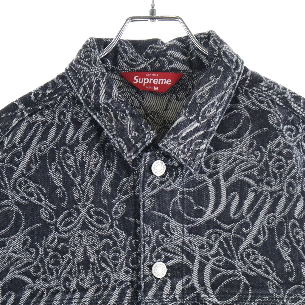 SUPREME(シュプリーム) 22AW Script Jacquard Denim Trucker Jacket スクリプトジャガードロゴ デニムトラックジャケット インディゴ