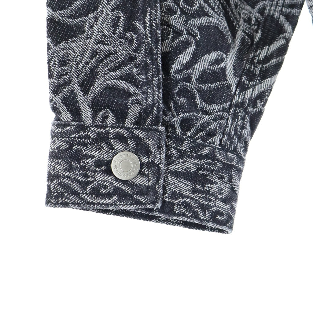 SUPREME(シュプリーム) 22AW Script Jacquard Denim Trucker Jacket スクリプトジャガードロゴ デニムトラックジャケット インディゴ