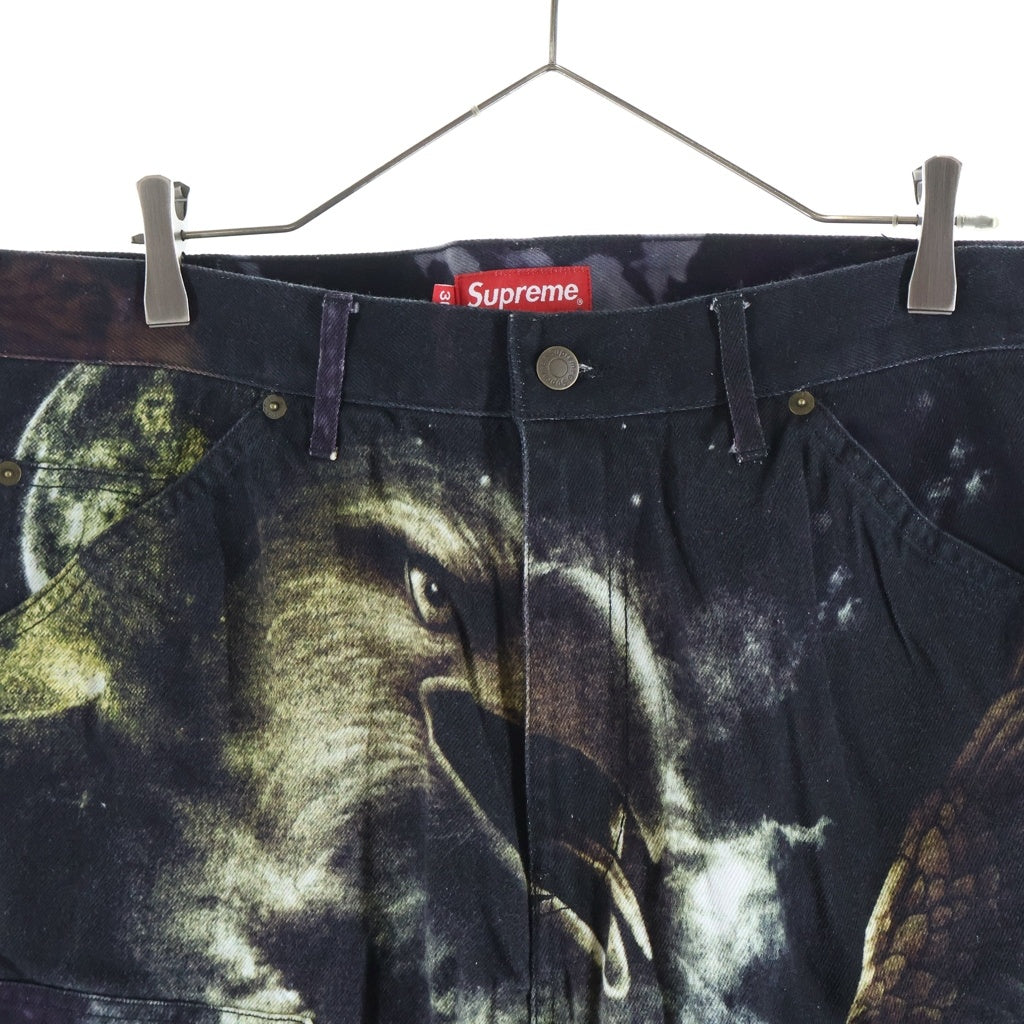 SUPREME(シュプリーム) 21SS Eagle Double Knee Denim Painter Pant イーグルオーバープリント ダブルニーデニムペインターパンツ ブラック