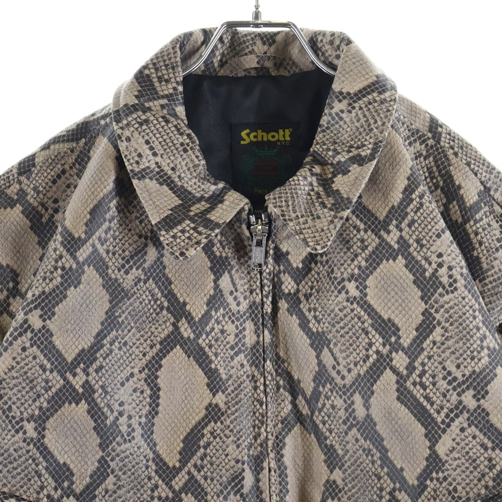 SUPREME(シュプリーム) 21SS ×Schott Leather Work Jacket Snakeskin ショット スネークスキン レザー ワーク ジャケット ベージュ/ブラック