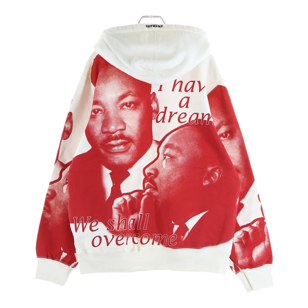 SUPREME(シュプリーム) 18SS MLK Hoodie Sweatshirt キング牧師 総柄プリント スウェットプルオーバーパーカー ホワイト/レッド