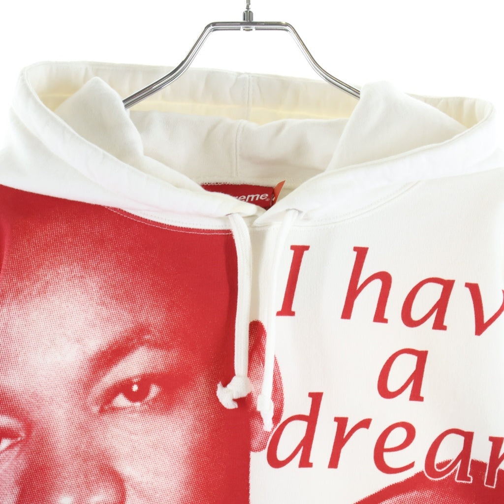 SUPREME(シュプリーム) 18SS MLK Hoodie Sweatshirt キング牧師 総柄プリント スウェットプルオーバーパーカー ホワイト/レッド